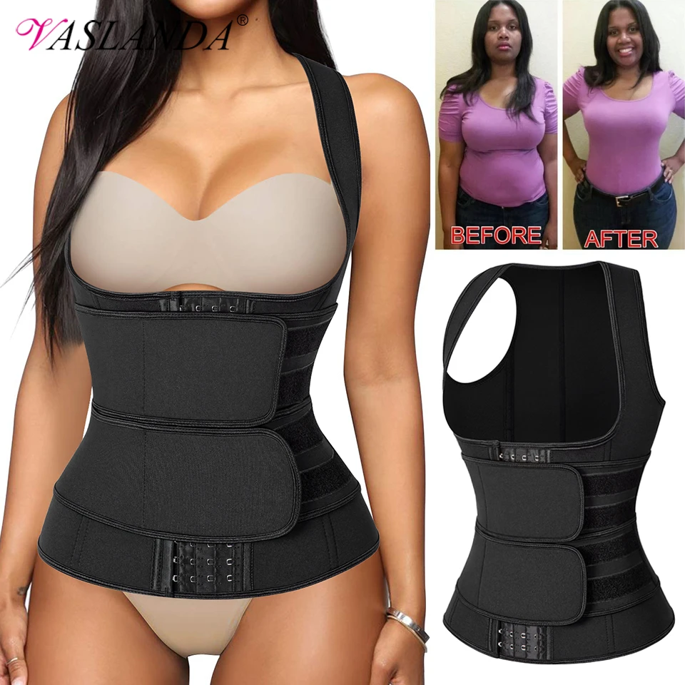 Women Waist Trainer Corset Vest Body Shaper Weight Loss Sweat Sauna Suit Compression Vest Workout Tank Tops Slimming Shapewear tummy control shapewear