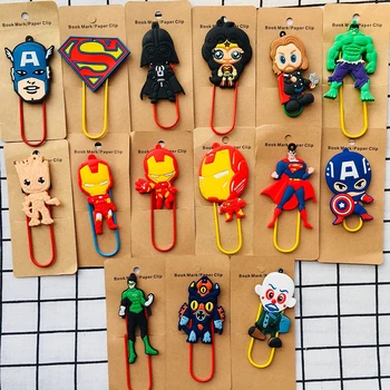

Avengers Captain Fashion Anime Jewelry Components Cartoon Paper Accessories Book Clip Bookmarks Students New Gifts