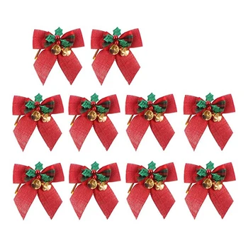 

Burlap Jute Christmas Tree Ornaments Christmas Ribbon Bows for Christmas Tree Presents Decorations Charms Ornaments