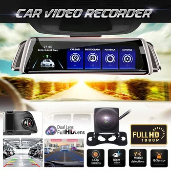 

10'' 1080P IPS Full Touches Screen Car DVR Rear View Mirror Car Dvr full HD 1080p Car Driving Video Recorder Dual Lens Camcorder