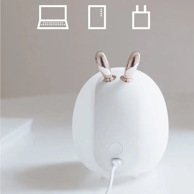 Милый Ночной светильник с милым Кроликом, оленем, USB, силиконовый светодиодный светильник, беспроводной сенсорный датчик, для детской комнаты, прикроватная, для спальни, гостиной