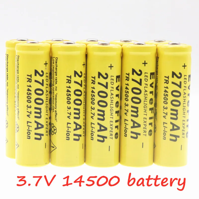 Супер высококачественный 14500 аккумулятор 2700mAh 3,7 V литий-ионная аккумуляторная батарея для фонарика