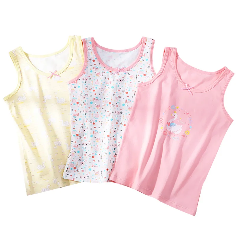 Girls Tank Tops Girl Cute Cartoon Prints Singlet Underwear Tank Princess Undershirts Cotton Tank Tops for Baby Girl Size 3-10T Summer Homewear