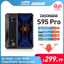 

DOOGEE S95 Pro 6.3" 1080*2160 Rugged Smartphone IP68 MTK Helio P90 Mobile Phone 8GB 128GB Cellphone 48MP AL Triple Cameras