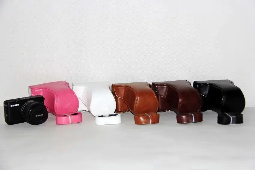 Custodia Per Fotocamera Custodia In Pelle Pu Per Canon Eos M10 Eos M100 Eos M200 Copriobiettivo Protettivo In Pelle Con Tracolla