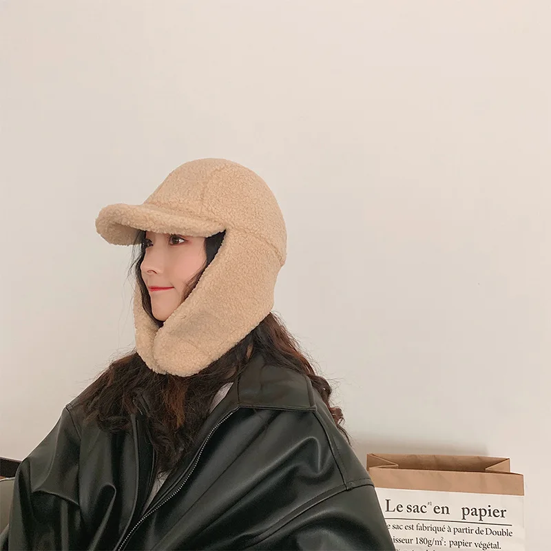 

Hat Women's Autumn & Winter INS Baseball Cap Korean-style Versatile Japanese-style Cute Earmuff Winter Plush Thick Ushanka