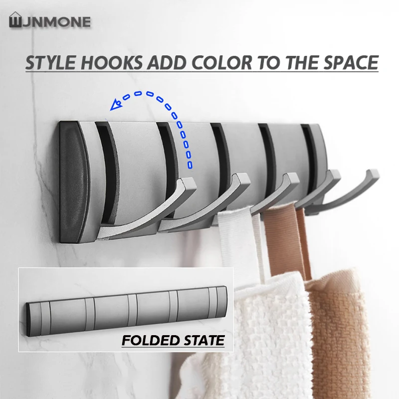 Nail Free Foldable Wall Hook Bathroom Wall Hanging Hook for Bathroom Towel Hooks Coat Robe Hanger Corrido Key Bag Grey