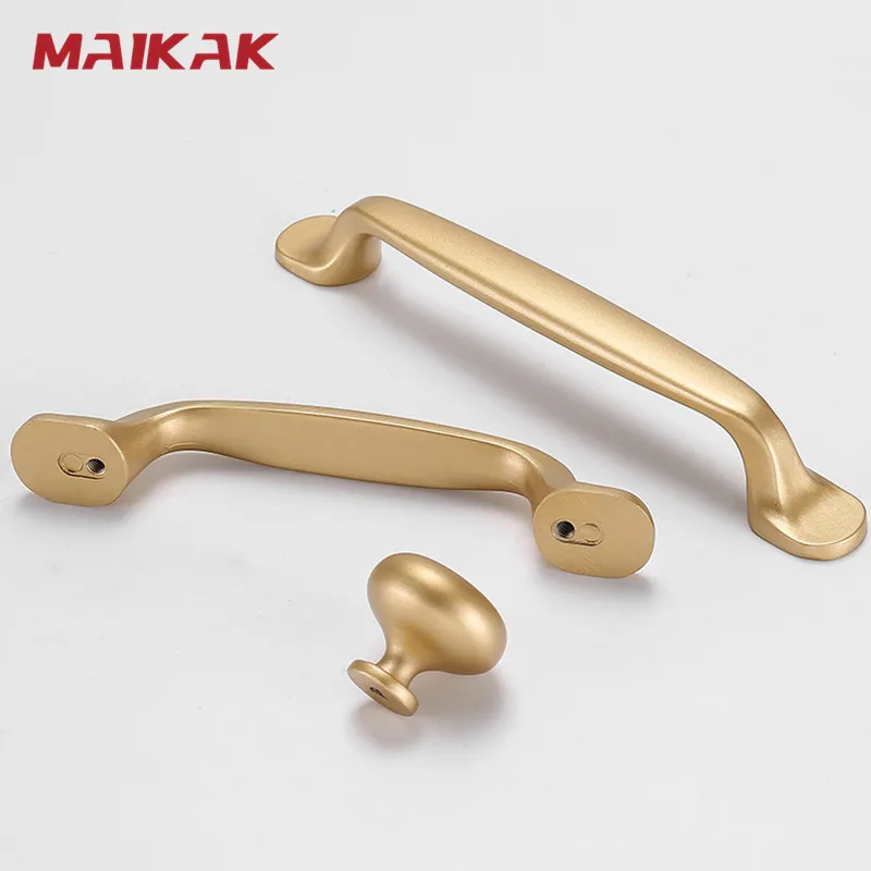 European Style Matte Gold Cabinet Handles Solid Aluminum Alloy Kitchen Cupboard Pulls Drawer Knobs Furniture Handle Hardware