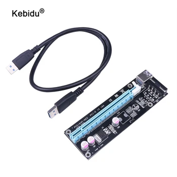 

kebidu PCI Express PCIE Adapter 1X to 16X PCI-E Riser Card SATA 4Pin For Molex Power USB 3.0 Cable for Miner Mining