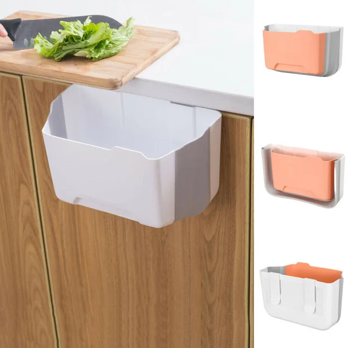Folding Hanging Trash Can Garbage Waste Bin Wall Mounted Kitchen Cabinet Holder FAS6