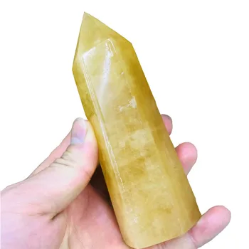 

1pc 130mm-150mm Natural Calcite quartz wand ornaments large size yellow Calcite crystal quartz single point for gifts