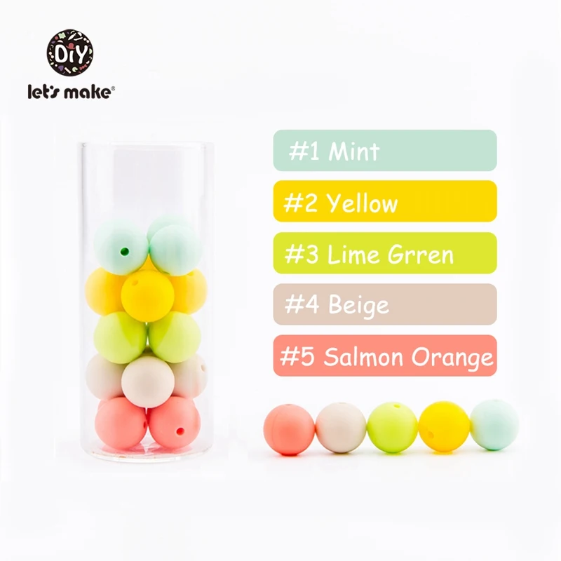 Mint-Orange Series Детские Прорезыватели для зубов, силиконовые бусины, 20 шт, 12 мм, круглые силиконовые детские Прорезыватели для зубов, пищевое качество, силикон для жевания, Детские Прорезыватели для зубов - Цвет: Mint-Orange Series