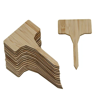 

50Pcs Bamboo Flower Plant Labels T-Type Wooden Tags Garden Markers Succulent Horticultural Plant Signage Landscape Sign YLM1092