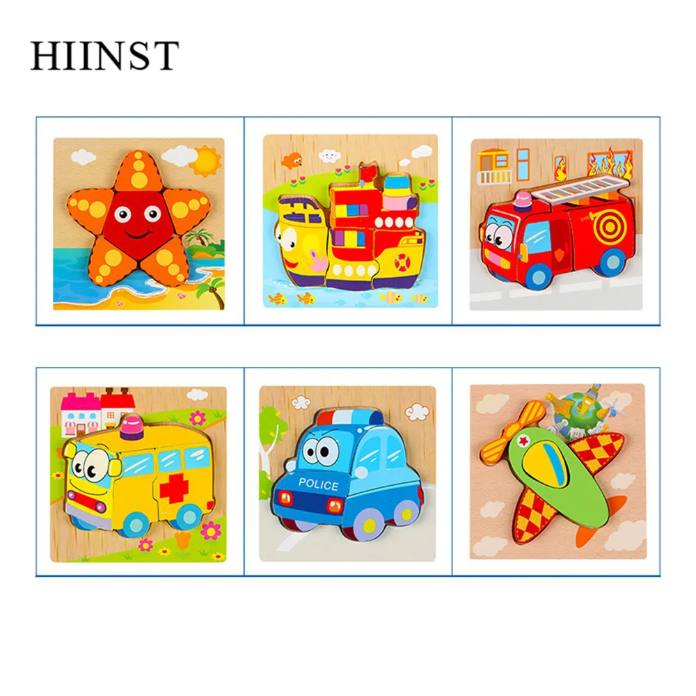 HIINST пазл, игрушки для детей, деревянные пазлы с животными, обучающие игрушки для детей, транспорт, раннее развитие интеллекта, игрушки