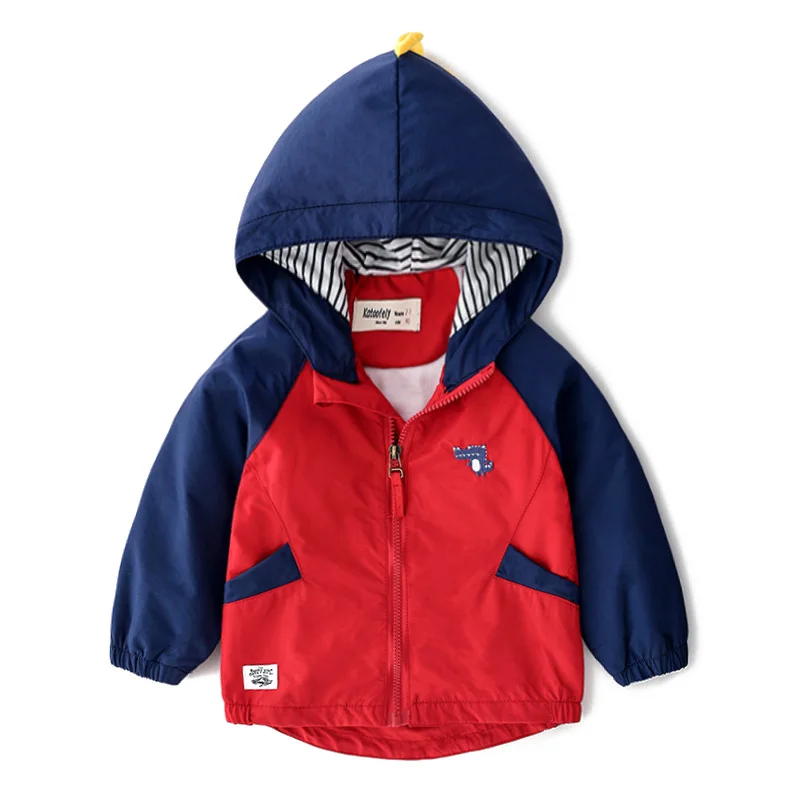 Детская куртка с капюшоном для мальчиков; ветрозащитная ветровка с длинными рукавами в байкерском стиле; верхняя одежда в стиле пэчворк для девочек; детские пальто с крыльями; 4 года - Цвет: red