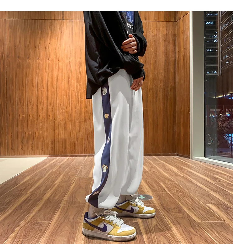 Loose Sweatpants Men's Fashion Trousers Sports Trendy Clothing Trend Stitching High Street Versatile Straight Drawstring  Pants 2