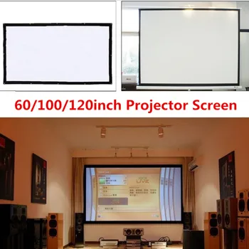 

HD Projection Projector Screen 120 inch Curtain Fabric 16:9 Portable Compact Collapsible Foldable Soft White Matt Home Theater