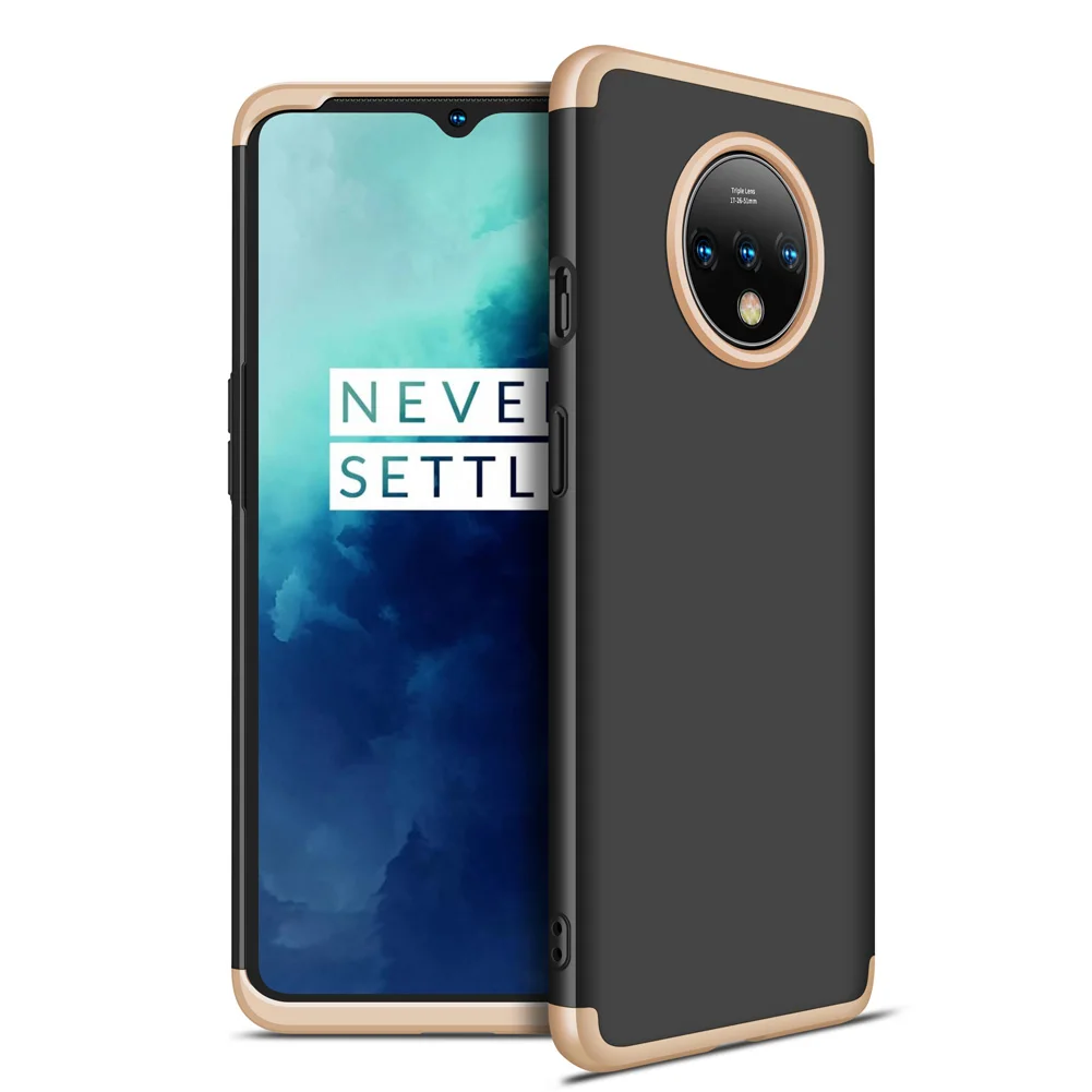 Противоударный чехол для Oneplus 7T 7 Pro 6T 6 5T 5 чехол для One Plus 7T Pro 7 360 градусов полный защитный жесткий матовый чехол из поликарбоната - Цвет: Gold Black Gold