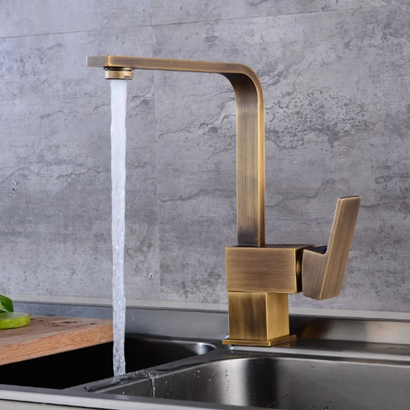  Kitchen Faucets Brass Kitchen Sink Water Faucet 360 Rotate Swivel Faucet Antique Bronze Mixer Singl - 32939466621