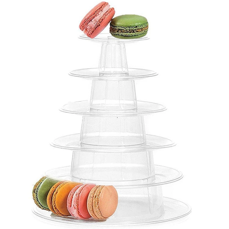Round 6 Tier Macaron Tower Cake Stand Cupcake Macaroons Display Rack Holder Tools Wedding Decoratio