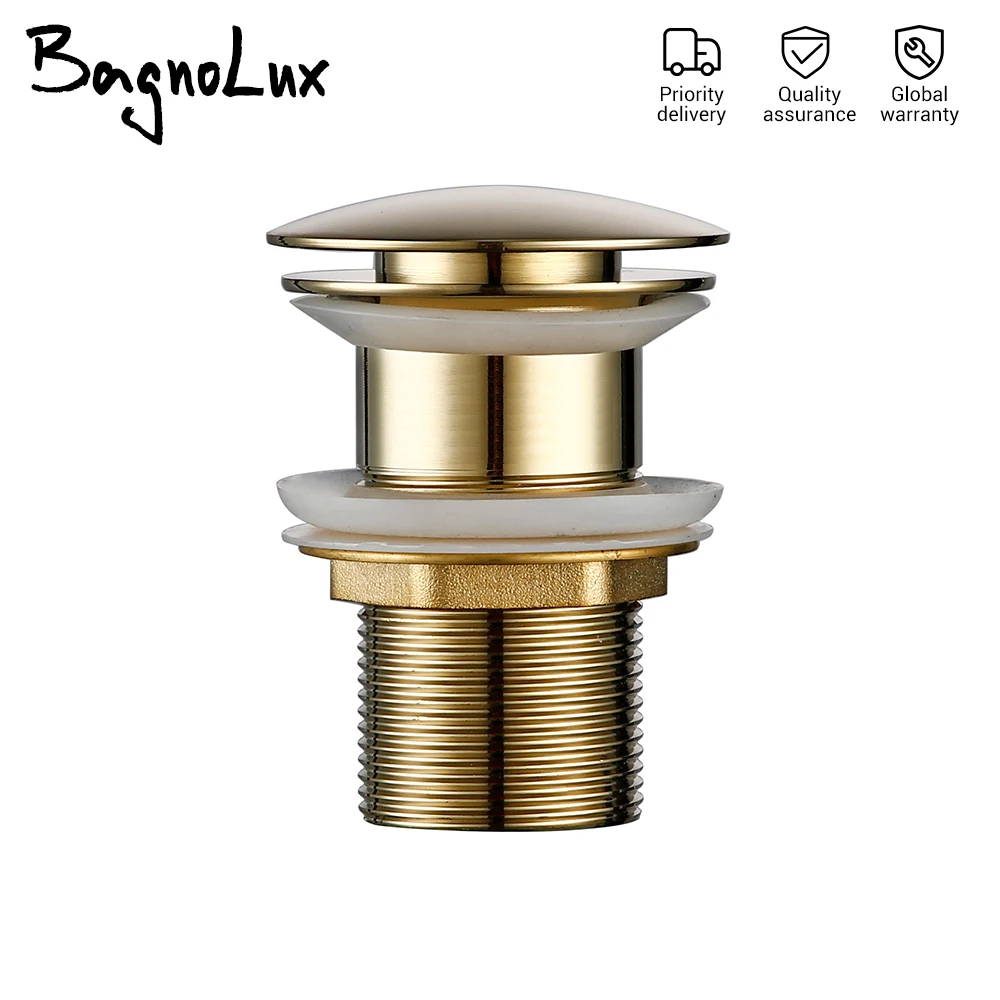 Badkamerwastafel Push Down Pop-up Afvoer Wastafel Afvoerstop Plug Geborsteld Goud, Mat Zwart, Wit, Rose Goud Deodorisatie Type (Goud-Chroom Geen Gat Badkamerwastafel Push Down Pop-up Afvoer Wastafel Afvoerstop Plug Geborsteld Goud, Mat Zwart, Wit, Rose Goud Deodorisatie Type (Goud-Chroom Geen Gat