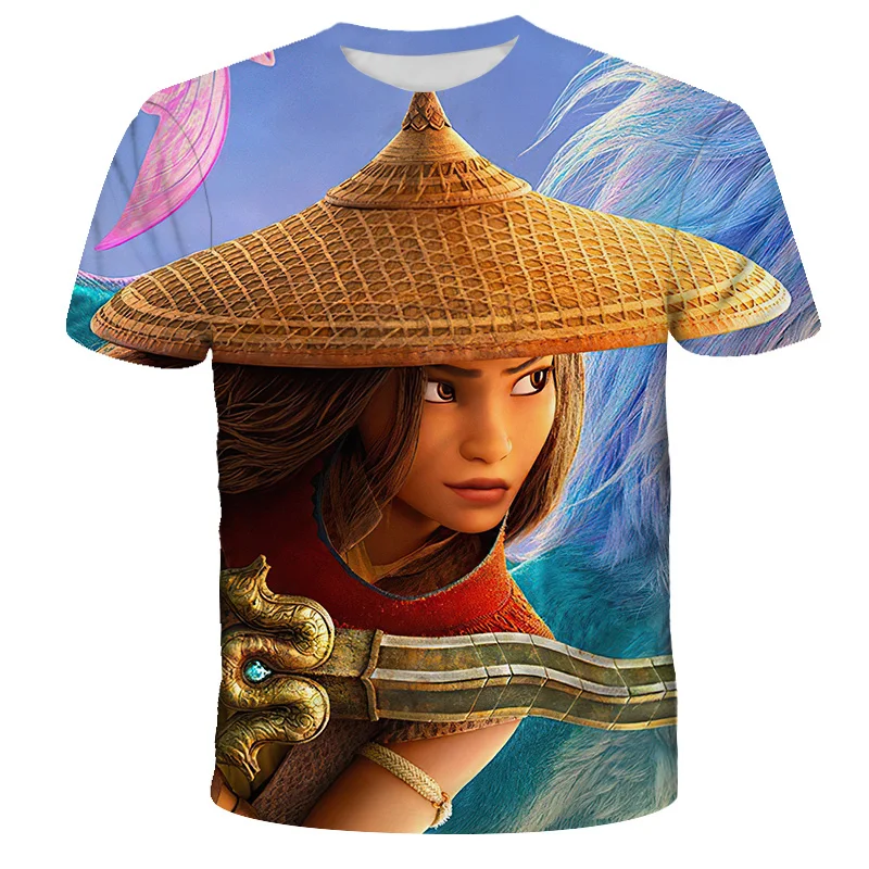 Новинка Детская футболка с 3D принтом из анимационной пленки Raya и последний