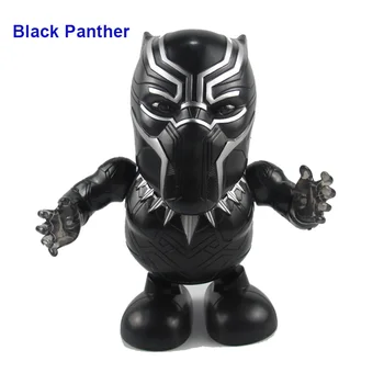 

1 set Marvel Super Heroes BlackPanther Electric Dancing Robot Iron Man Spiderman LED light with Sounds Figure Toys Birthday Gift