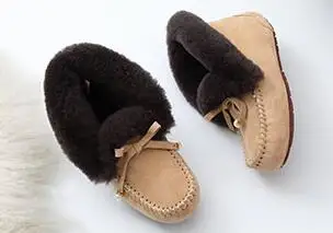 Winter Boots New Sheep Genuine Leather Snow Boots Womens High Help Shoes Furry Boots Flat Bottom Pig Leather Short Boots - Цвет: 4