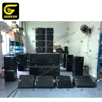 

4 Pcs Kara Double 8 Inch Line Array Speaker + 2 Pcs SB28 Double 18 Inch Active High Powered Subwoofer Speaker Bass Bin