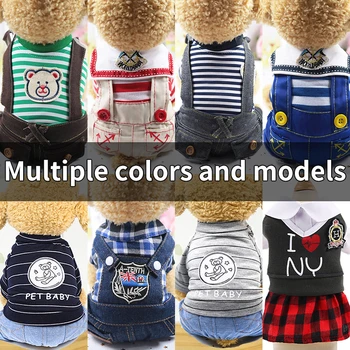 

Four The Foot Jumpsuits Dogs Clothes Set Navy Wind School Summer Spring Coat Jacket Dogs Clothes For Small Dress Pets Products