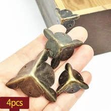 

4Pcs Antique Corner Bracket Jewelry Gift Box Wood Case Decorative Feet Metal Protection Cover Decorative Protector Furniture