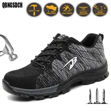 Новая мужская рабочая обувь модная походная обувь для влюбленных Нескользящая Уличная обувь со стальным носком женская обувь больших размеров 36-48