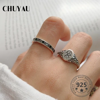 

Chuyau 925 Sterling Silver Fancy letters 925 sterling silver Vintage fancy letter ring vintage fancy letter ring Fine Jewelry