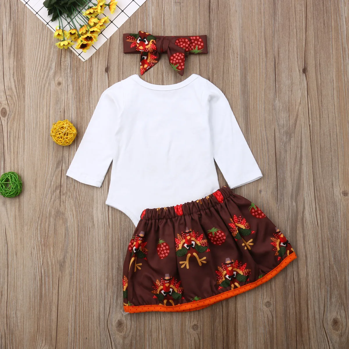 Pudcoco/Коллекция года; осенняя одежда для маленьких девочек на День Благодарения; комбинезон с бантом; нарядное платье; повязка на голову; праздничный комплект