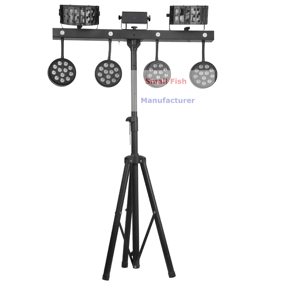 LED Par Kits Derby Strobe Wash Laser 4IN1 LED Stage Lighting Effect 12X1W RGBW Par LED Light With Light Stand For Dj Laser Disco