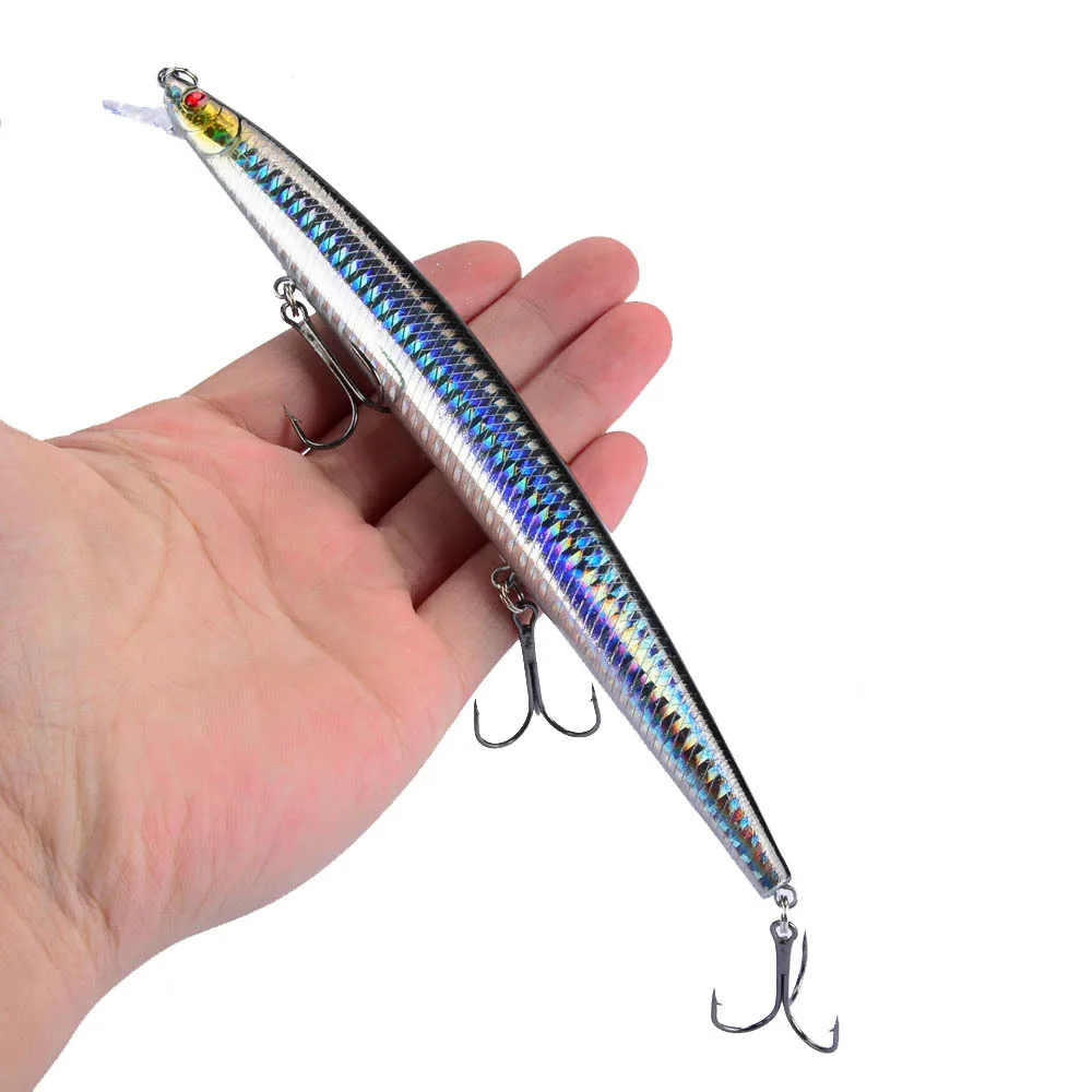 

1pcs 18cm/24g Fishing bait laser hard artificial bait 3D eyes realistic body blood trough fish hook Big long fish Sea Fishing