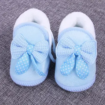 

Newborn Unisex Baby Plush 0-12 Months Toddler Shoes Infant Sole Shoes Warm Winter Soft Bottom Non-slip Lace-up Shoes