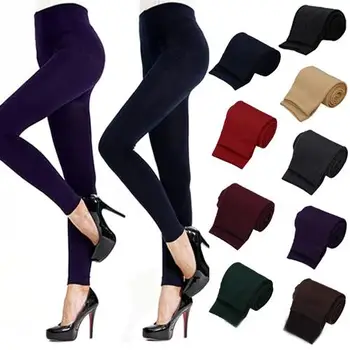 

2019 Lady Women Winter Warm Skinny Slim Leggings Stretch Pants Thick Footless Christmas gifts patterned leggings black pants