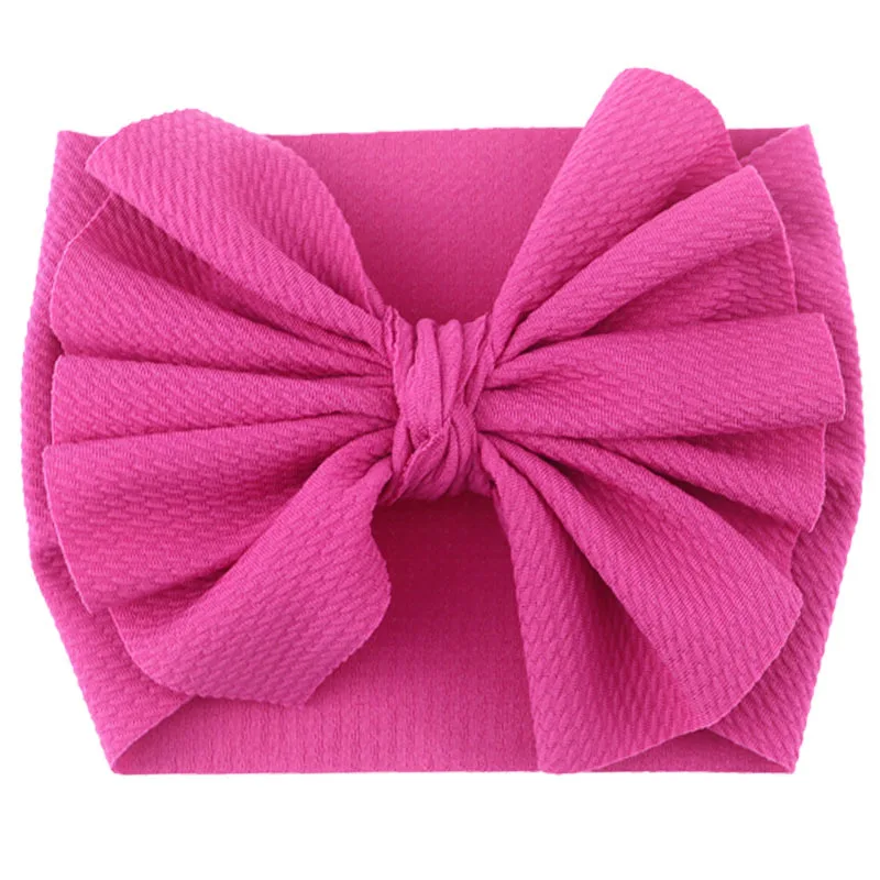 Baby Hairband Headwrap Large Bow Elastic Baby Headband Baby Girl Headbands Bandeau Bebe Fille Baby Turban Baby Hair Accessories - Цвет: 35 fuchsia