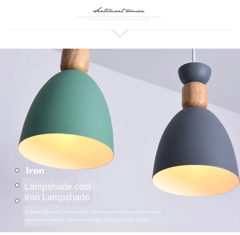 rattan light fixture Nordic Modern Pendant Lights For Indoor Bedroom Colorful Pendant Lamps  Kitchen Lighting Hanging Lamp Iron+Solid Wood E27 Base island pendant lights