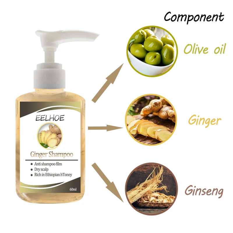 Eelhoe Ginger Shampoo Oil Control Soft Moisturizing Repair Damaged Hair Root Promote Growth Prevent Dandruff | - Цена: US $2.82 - 4.31