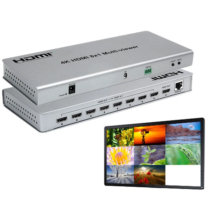8X1 hdmi мультипросмотрщик 4 к выход HDMI коммутатор 8 вход бесшовный HDMI мультипросмотрщик скейлер переключатель ИК-экран делитель конвертер
