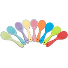 1 шт. силиконовая ложка для риса с длинной ручкой, одноцветная многоцветная поварешка, столовые приборы, кухонный ковш столовые инструменты