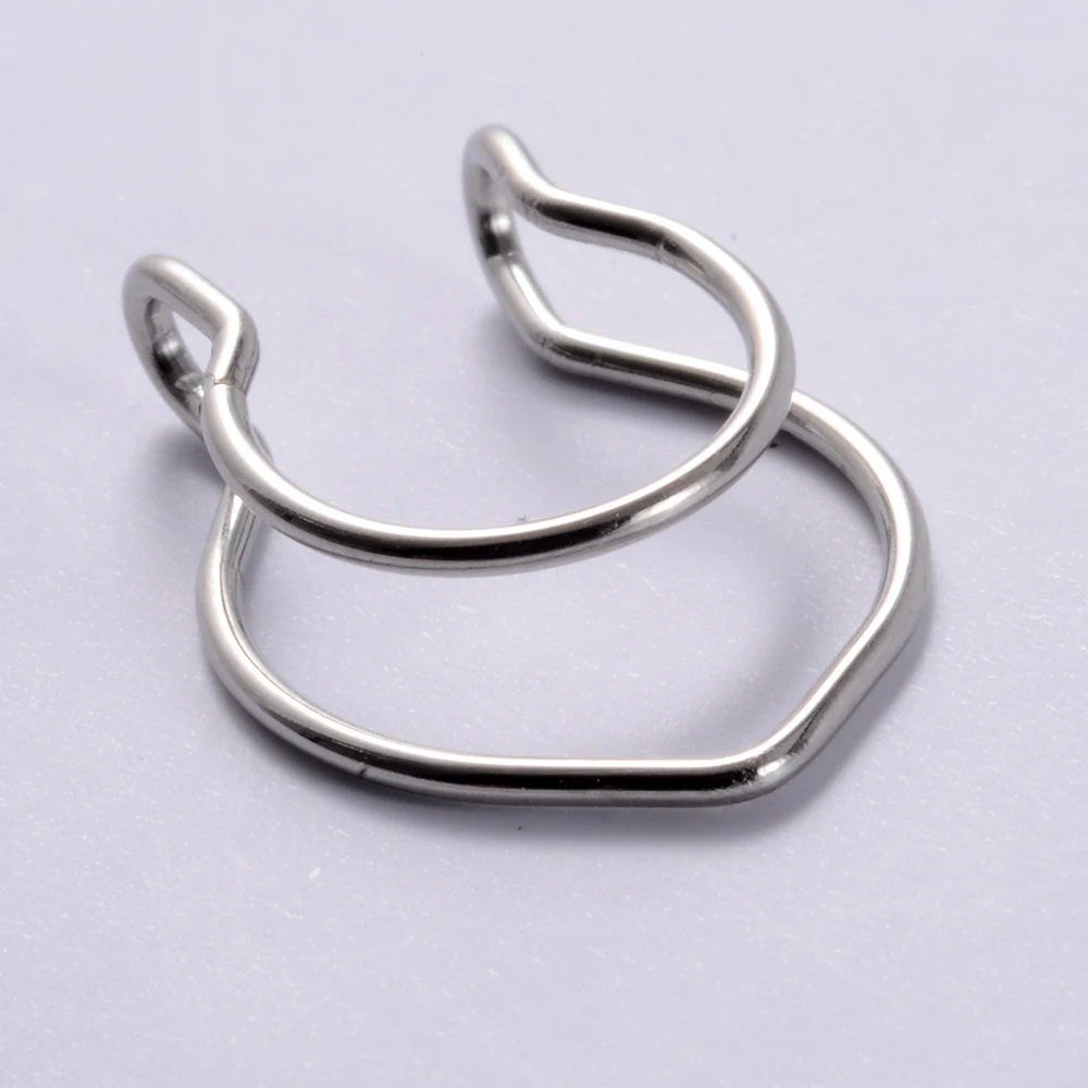 Stainless Steel Fake Nose Ring Hoop Septum Rings Clip Lip Ring Earrings Ear Studs Helix Lobe Tragus Cartilage Piercing 1Pcs