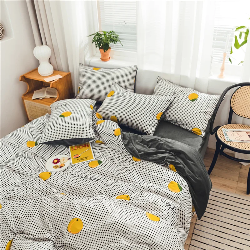 Dreamort, осень и зима, хлопковый+ фланелевый Комплект постельного белья, полный комплект постельного белья queen King size, простыня+ пододеяльник+ наволочка