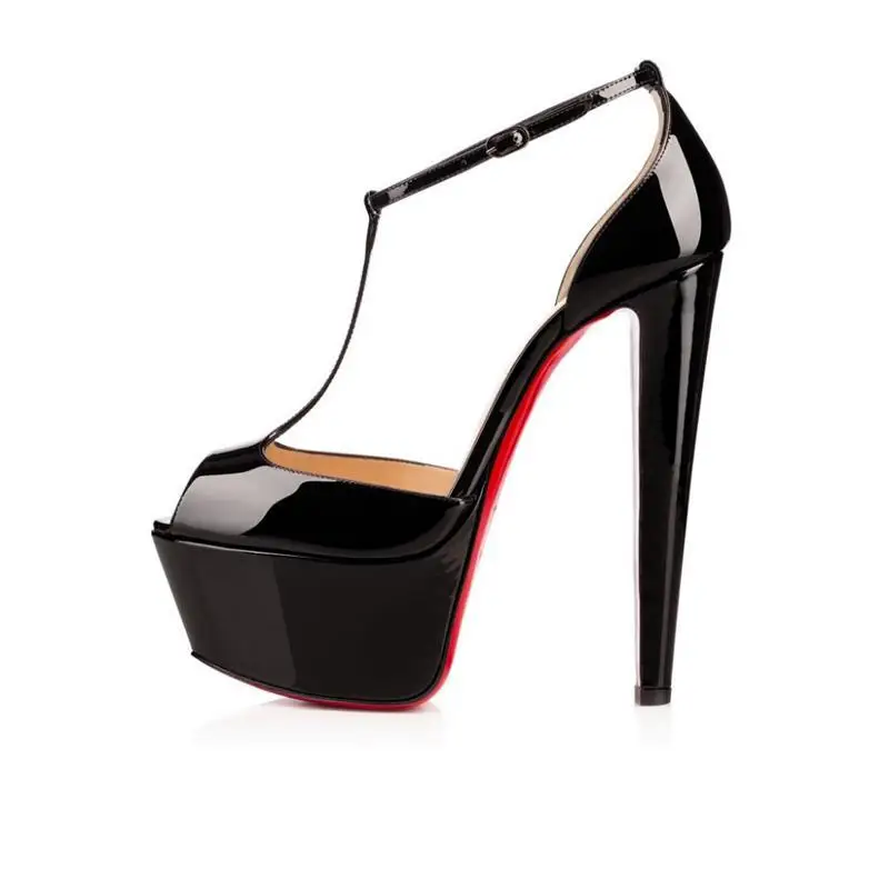 

Spring and summer new thick-heeled high-heeled fish mouth T-strap platform sandals large size banquet dress all-match women shoe