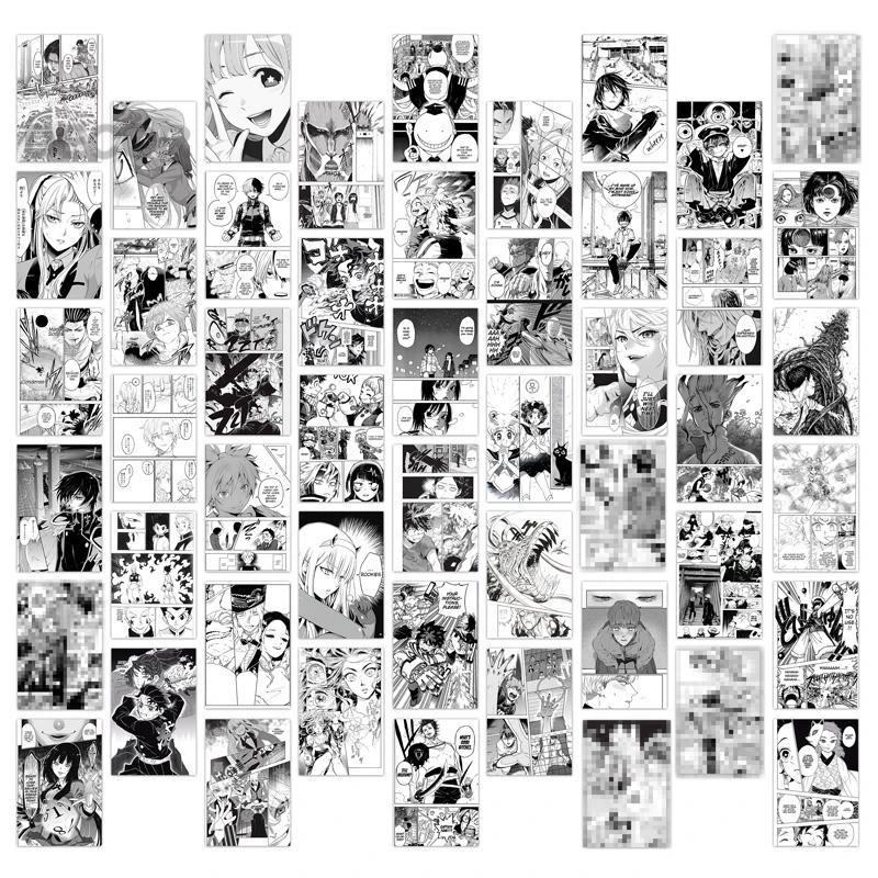 50個アニメマンガパネル美的画像壁コラージュキットルーム寝室の装飾ホーム黒 白アートプリントanime Haklejki ステッカー Aliexpress