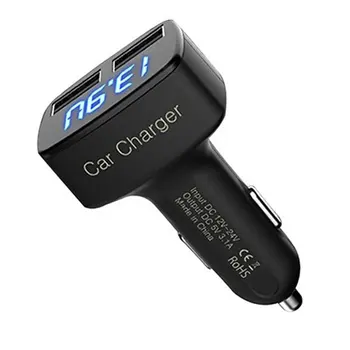 

New Dual USB Car Charger Digital LED Display DC 5V 3.1A Universal Adapter With Voltage Temperature Current Meter Tester