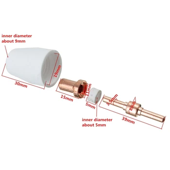 

New 40Pcs Air Plasma Cutter Consumables Extend Fit for Pt-31 Lg-40 Torch Cut-40 50 Standard Tips/Nozzle Electrodes Shield Cup