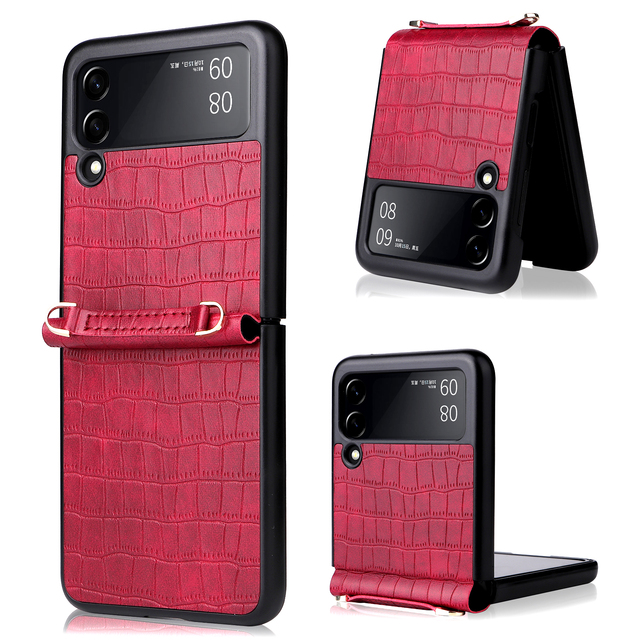 Leather Skin Folding Case for Samsung Galaxy Z Flip 3 5G Flip3 Anti-Slip Cell Phone Cover Fundas